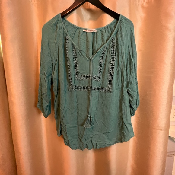 Aqua peasant top - Picture 1 of 8